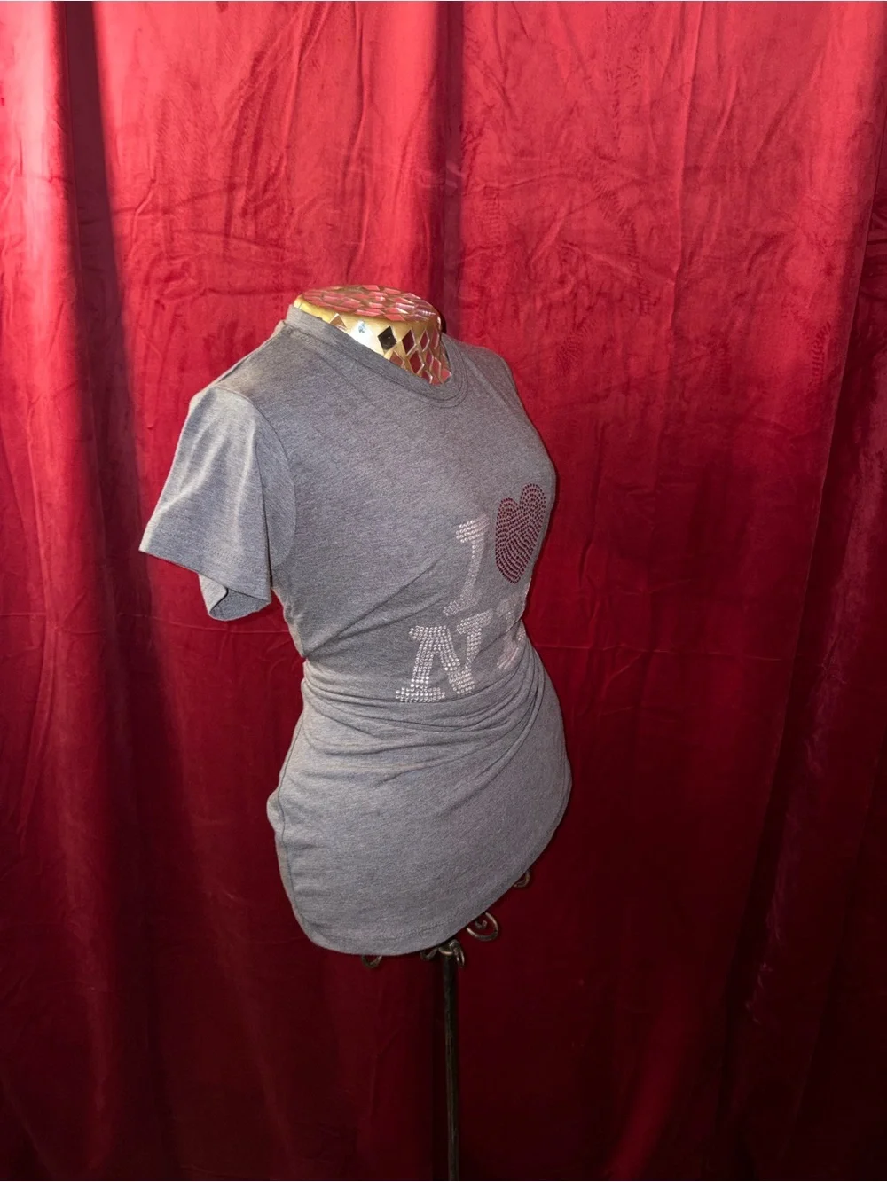 Gray Rhinestone 'I ♥ NY' Short-Sleeve Tee - Picture 2 of 4